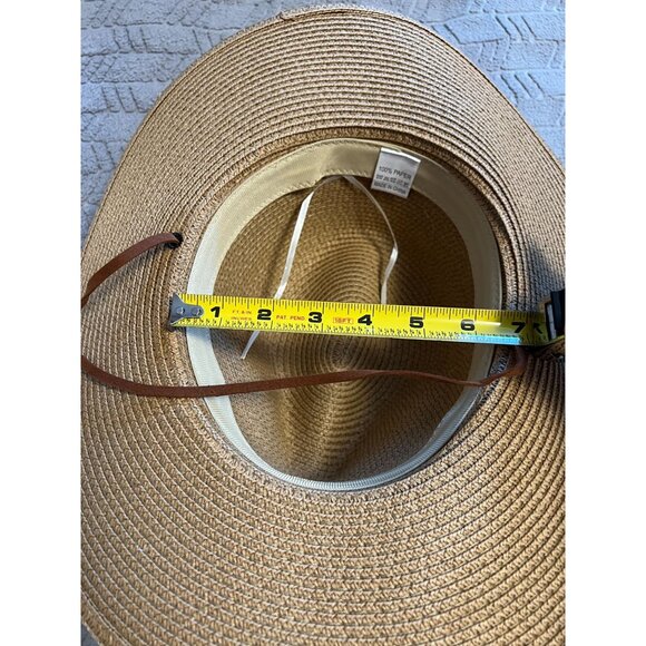 Wide-Brimmed Straw Hat With Adjustable Chin Strap For Sun Protection - Picture 5 of 5